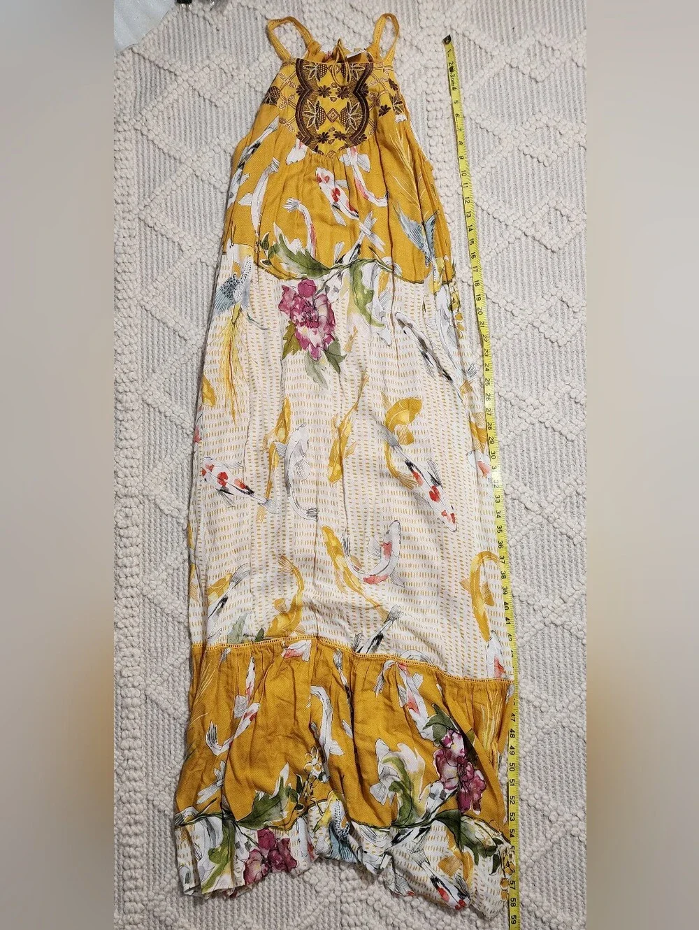 EUC Anthropologie One September "Paradiso" Koi fish maxi dress - Picture 3 of 6